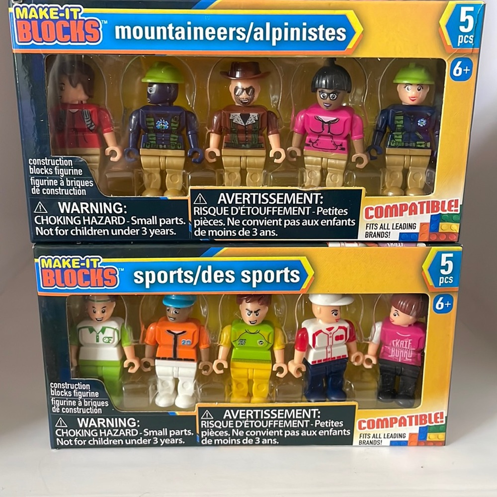 New in box Make-It blocks: sports and Mountaineers.